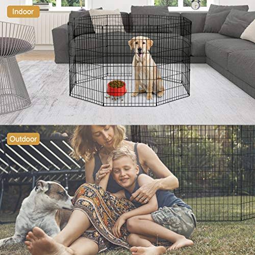 8 Panel 42-Inch Black Dog Playpen U9544