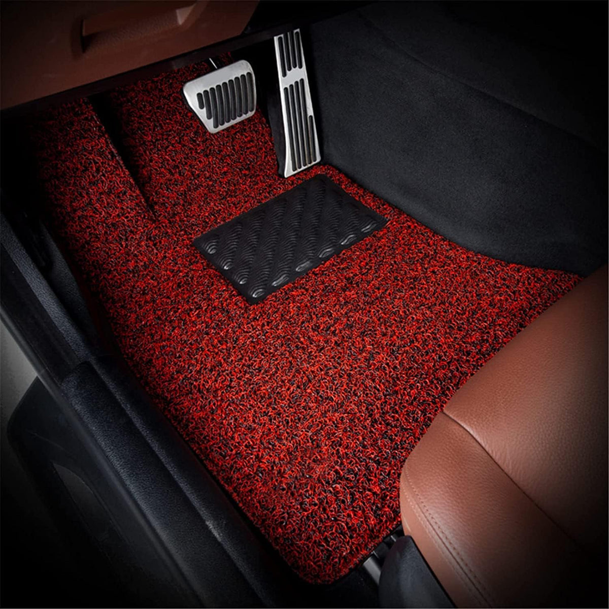 Black Red 3 Piece Rubber Car Floor Mats E610426