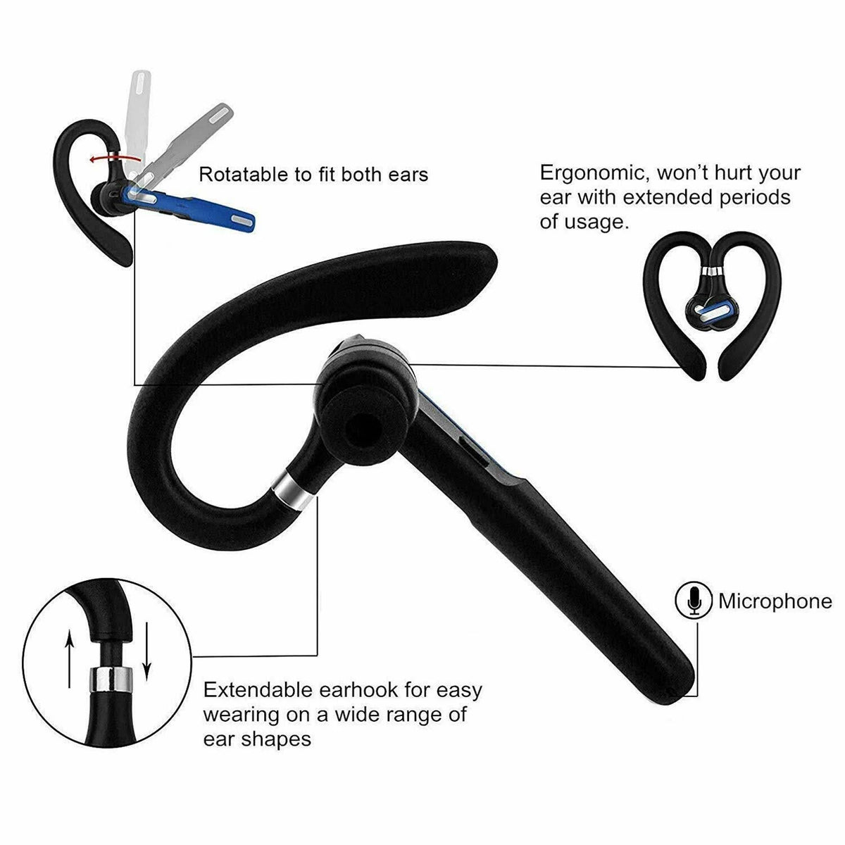Wireless Bluetooth Headset with Noise Canceling Mic B229