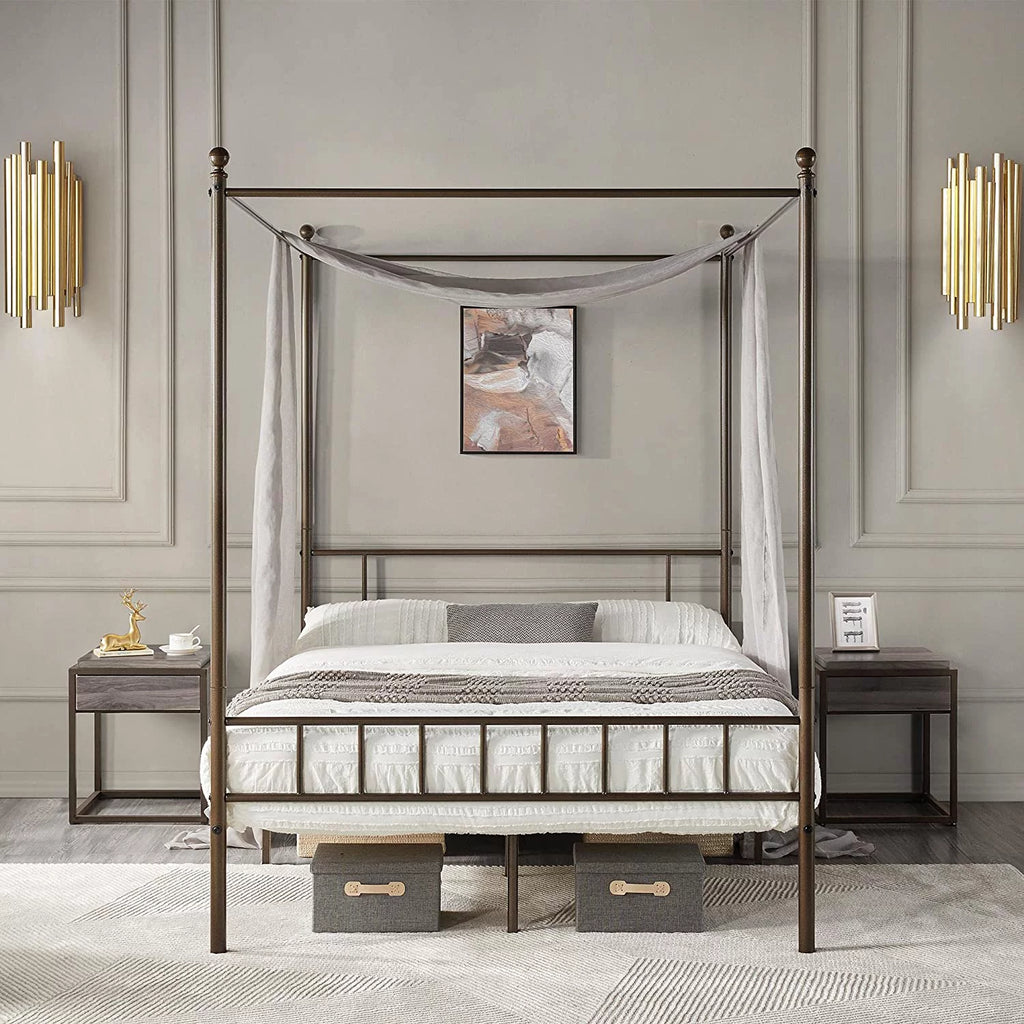 Queen Bronze Metal Canopy Bed Frame R335