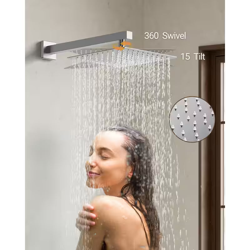 Wall Mount Dual Shower Heads and Handheld Shower Head 2.5 GPM Brushed Nickel O72175
