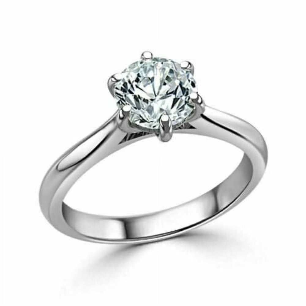 14K White Gold Moissanite Solitaire Engagement Ring S7698