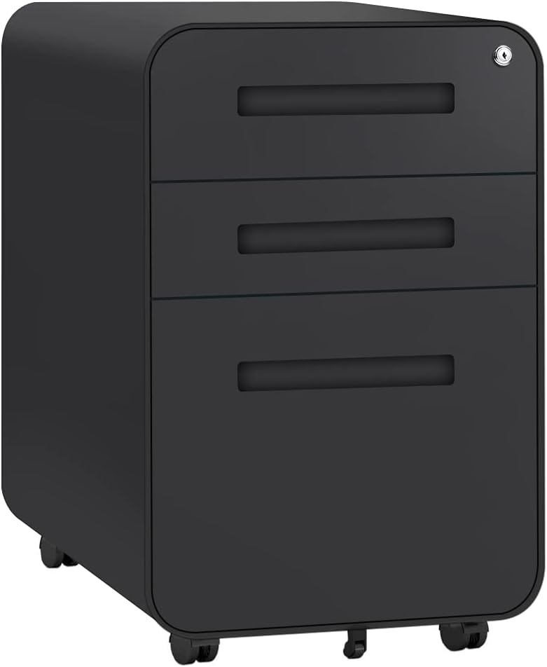 3 Drawer Locking Metal Rolling File Cabinet with Wheels O17087