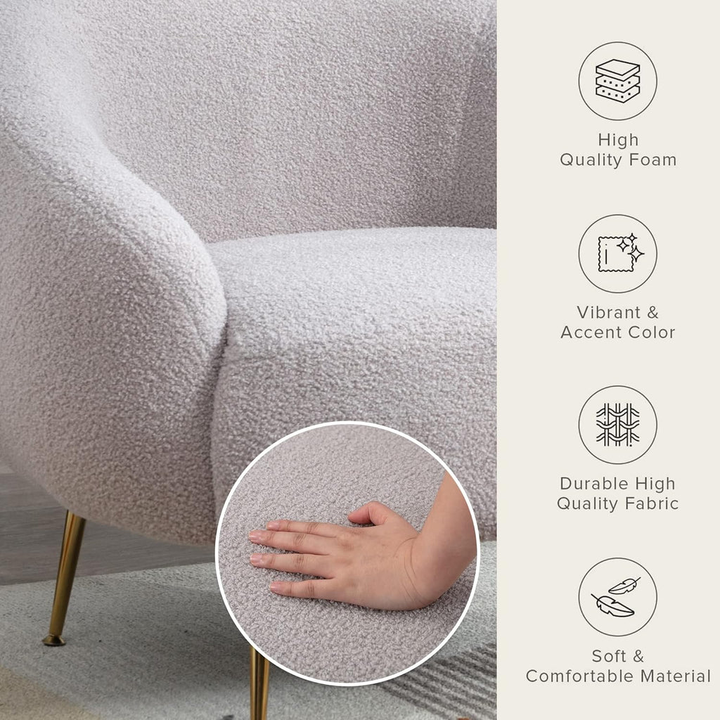 Teddy Short Plush Particle Velvet Accent Chair With Ottoman J5595