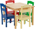 Kids Wooden Table and Chairs 5 Pieces Set Multicolor D43114