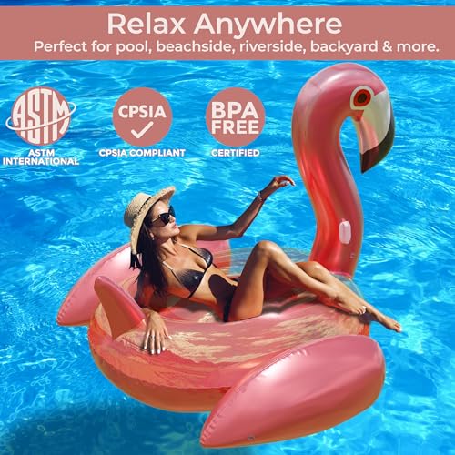 Huge 78 x 70 Pink Flamingo Pool Float W58156