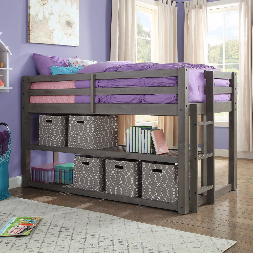 Black Twin Loft Storage Bed K953801