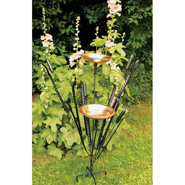 Double Cattail Birdbath K57541