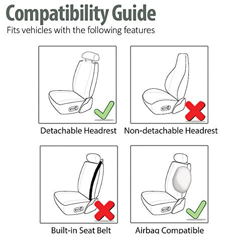 Beige Faux Leather Car Seat Covers Front Set H9949