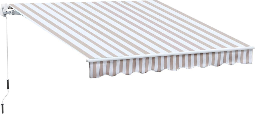10' x 8' Manual Retractable Awning with UV Protection, Red Stripe W23570