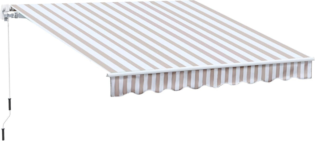 10' x 8' Manual Retractable Awning with UV Protection, Red Stripe W23570