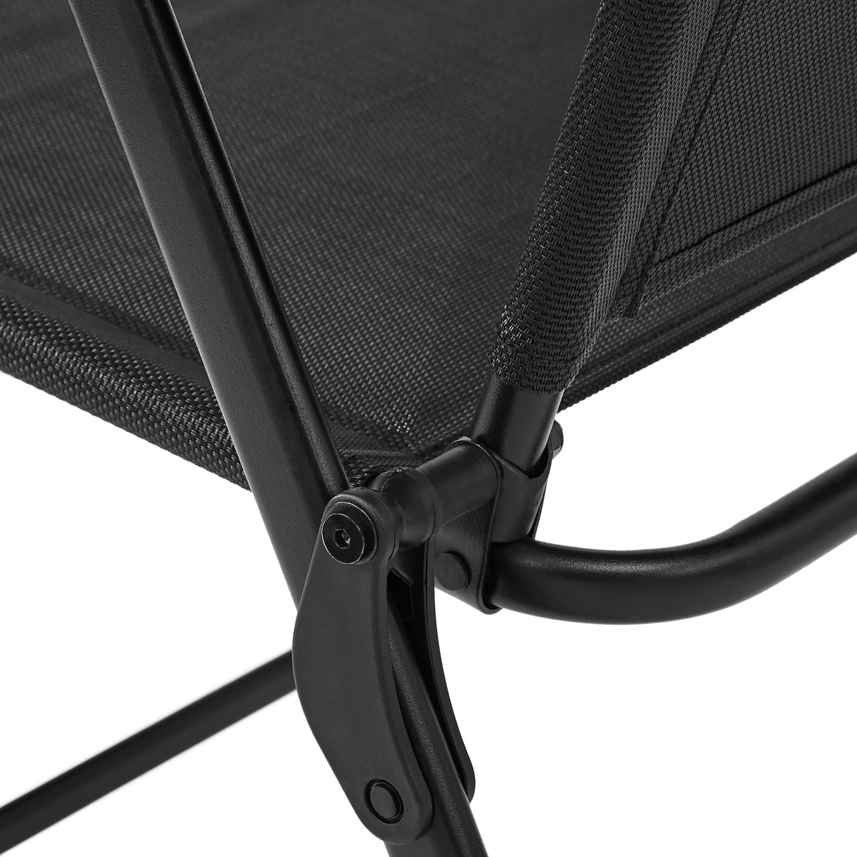Black Steel and Sling Folding Outdoor Armchair Set of 2 H37355