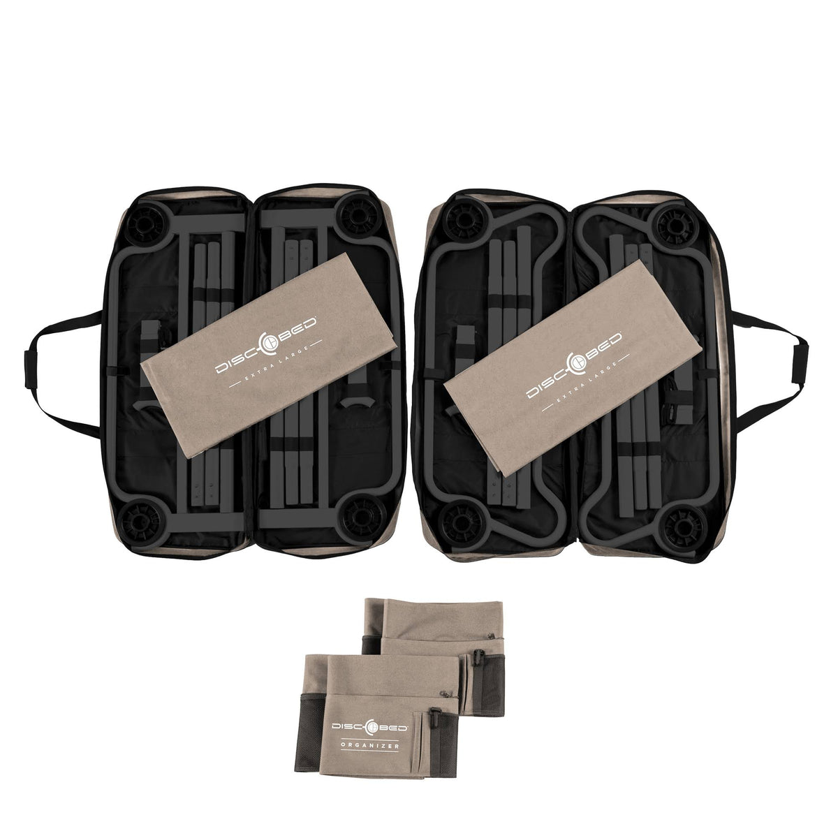 Tan Double Camping Cot with Organizers B294515