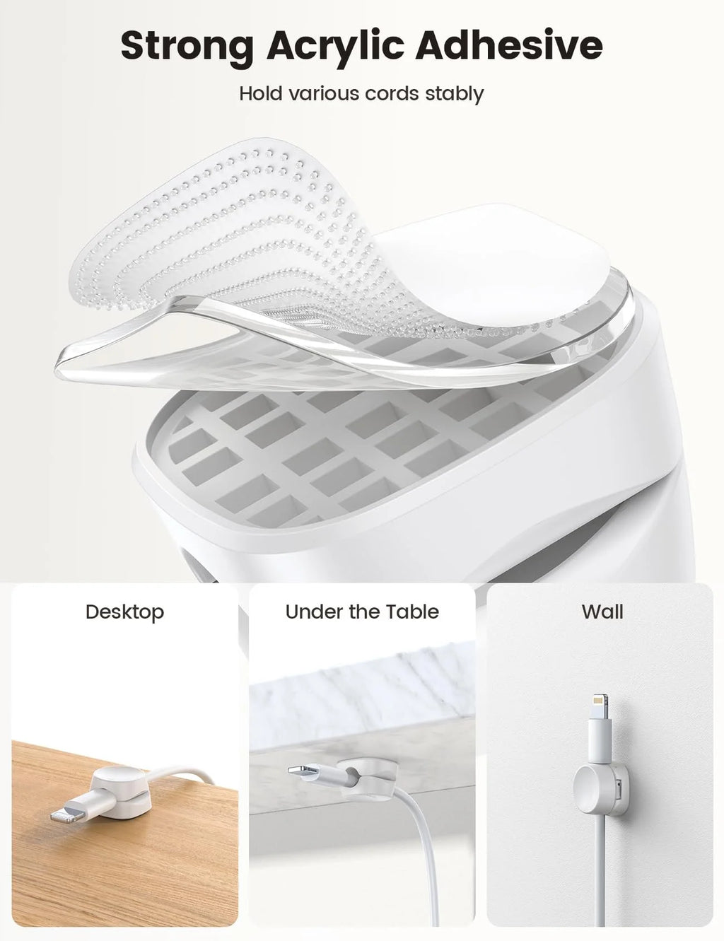 White Adhesive Round Cable Clip I941548