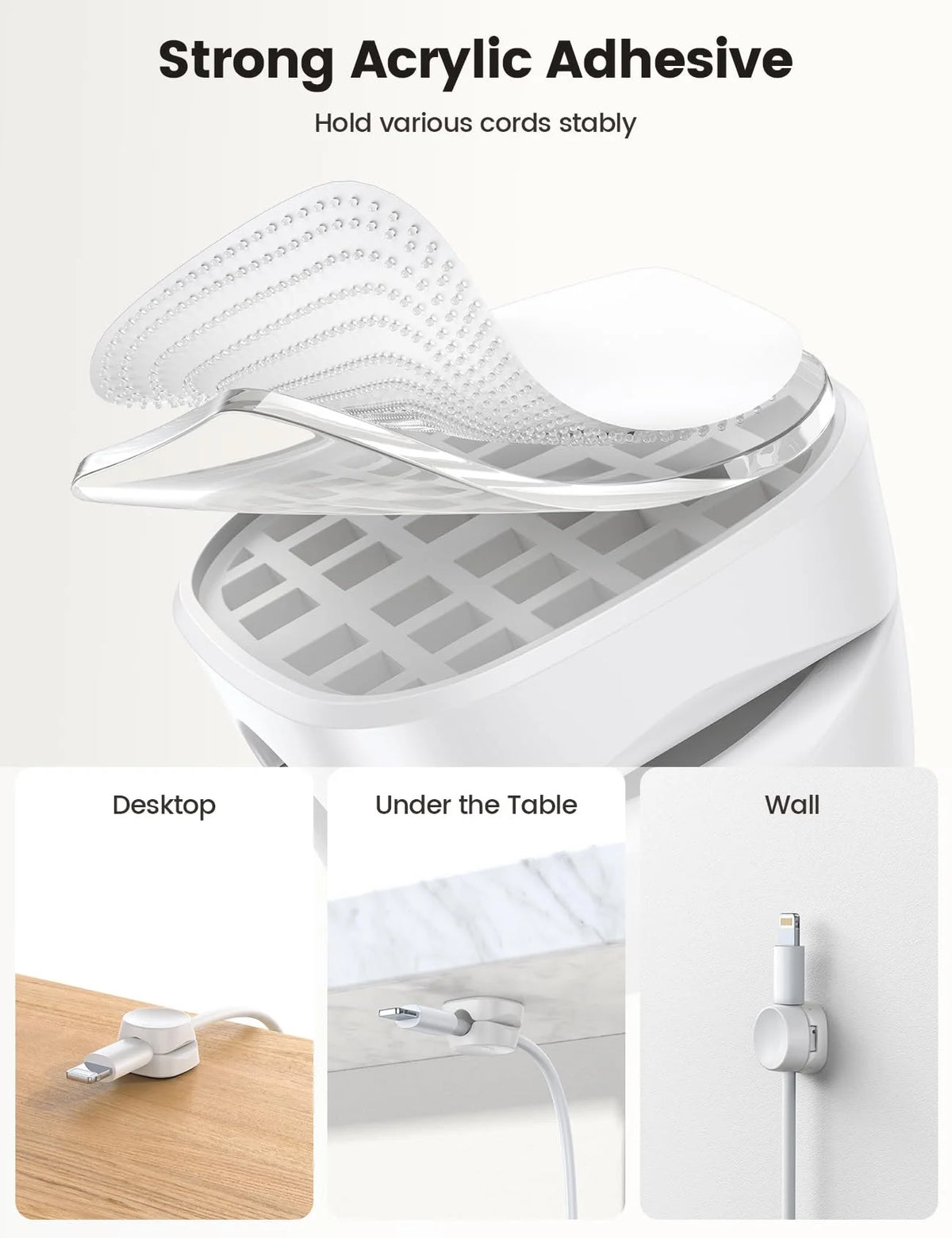 White Adhesive Round Cable Clip I941548