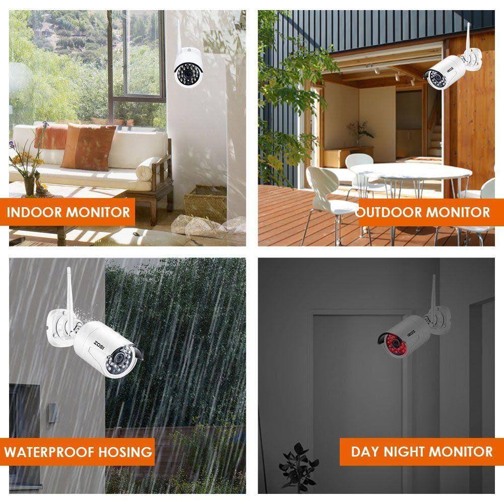 White 8-Channel NVR Security Camera System with 4 Wireless Bullet Cameras W7864