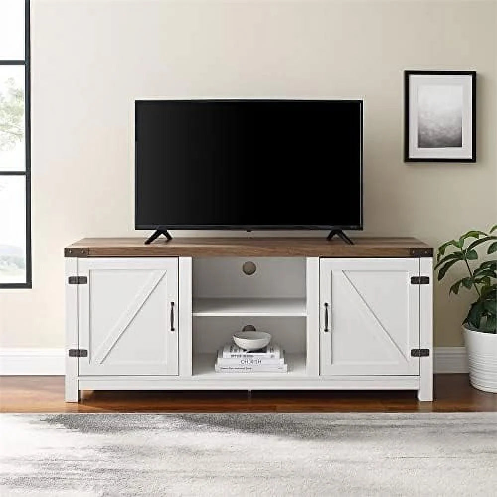 Rustic Wood TV Stand Up To 65" Brushed White Oak P768529