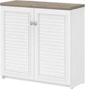 2 Door Low Storage Cabinet, Shiplap Gray/Pure White J795244