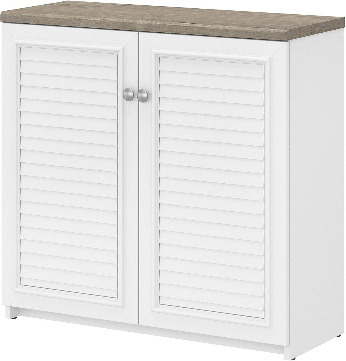 2 Door Low Storage Cabinet, Shiplap Gray/Pure White J795244