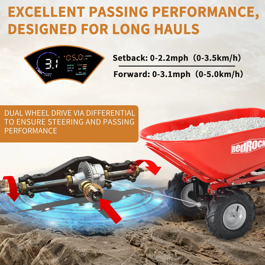 48V28Ah 500W Steel Electric Wheelbarrow Utility Cart N6208