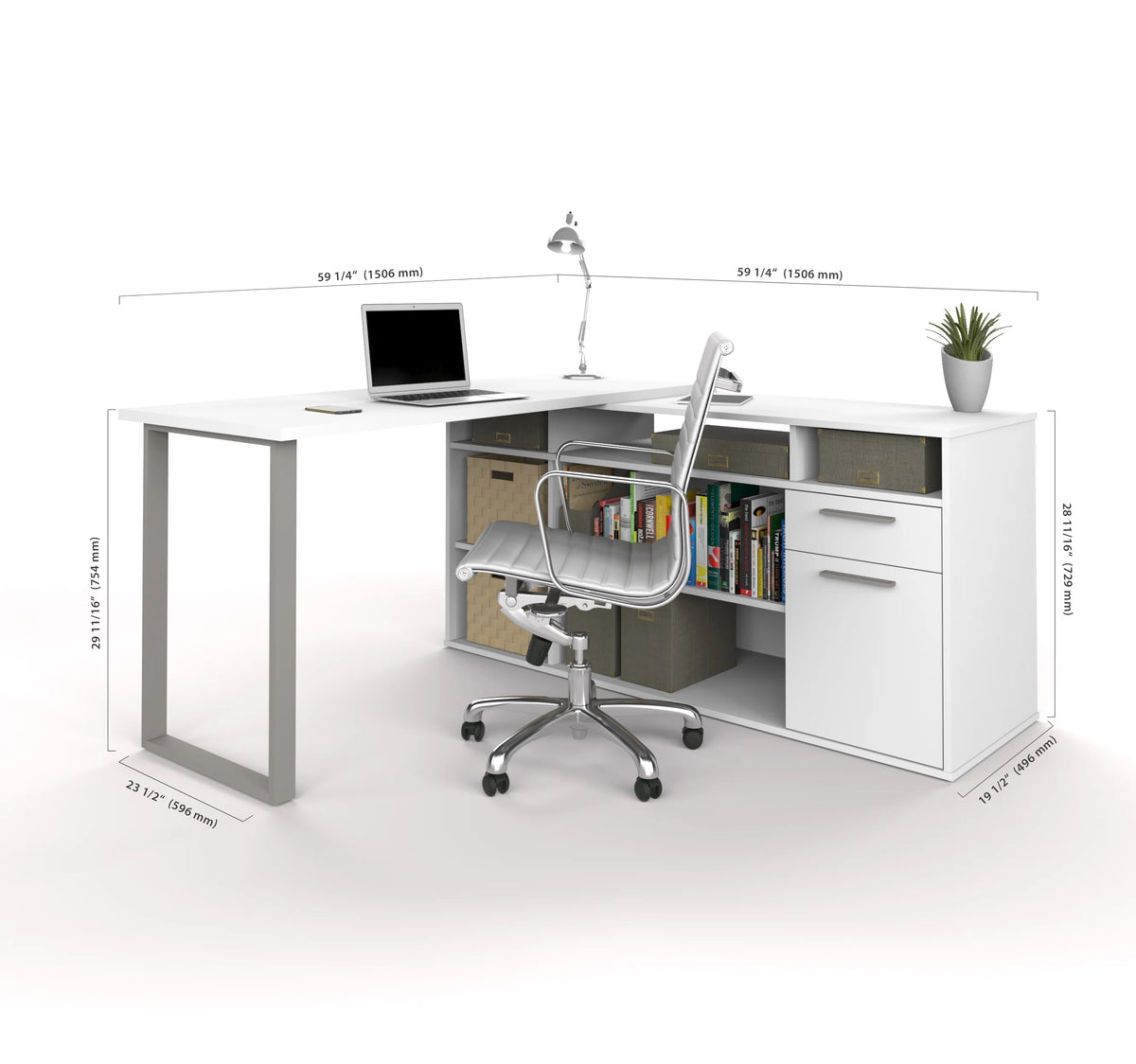 L-Shaped Desk in white Y9650