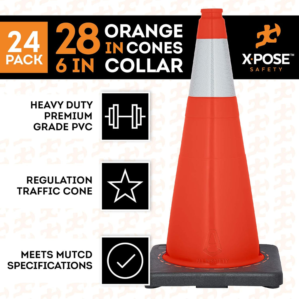 Orange PVC Plastic Traffic Cones with 6 Collar B623998