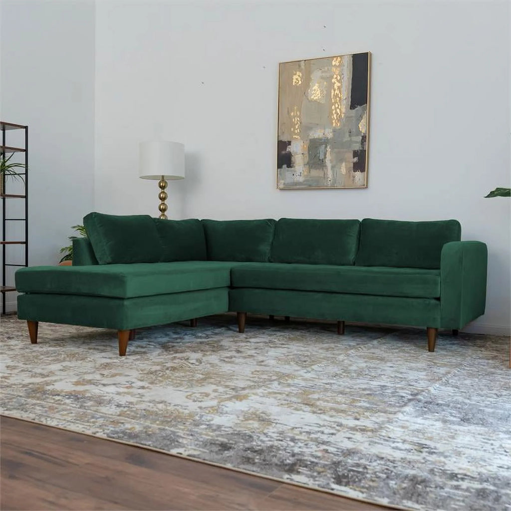 Green Velvet Corner Sectional Sofa U493661
