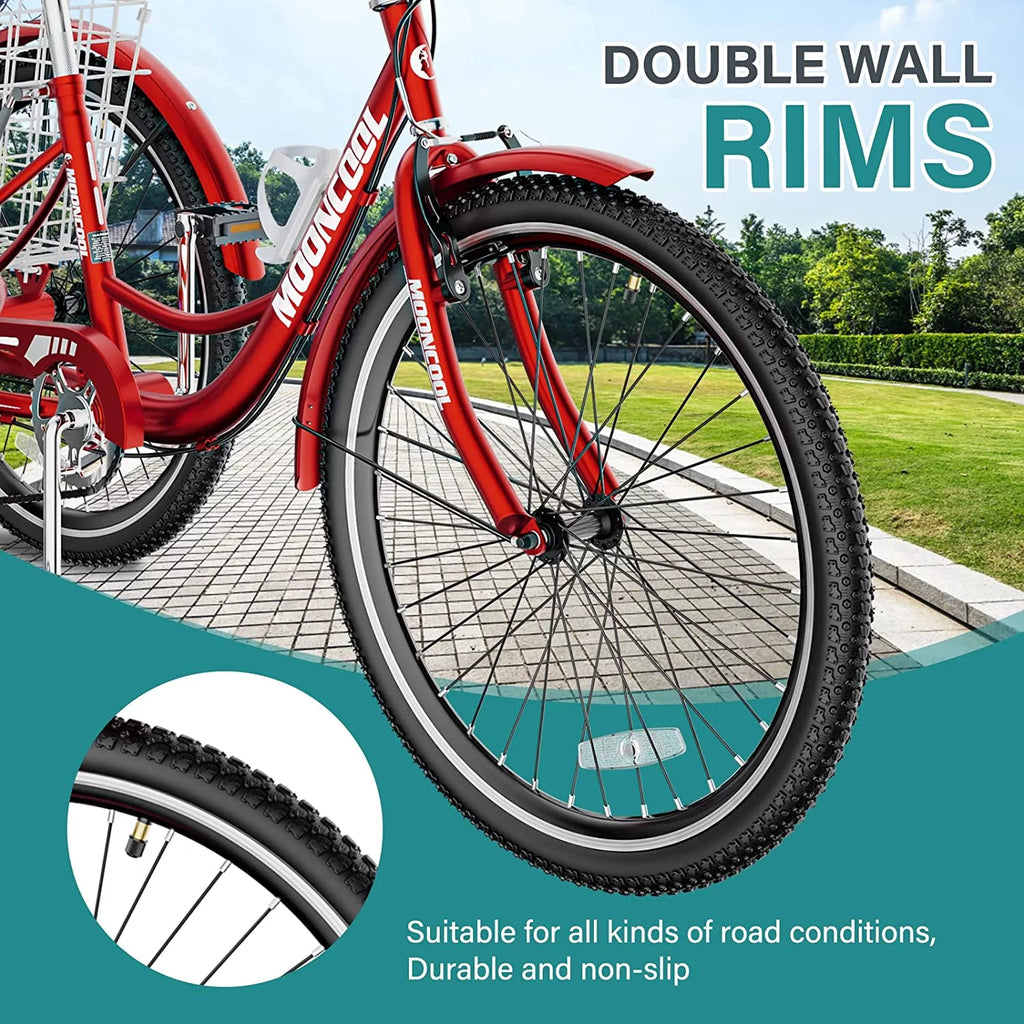 Adult Tricycles 3 Wheel 7 Speed Trikes with Basket M299