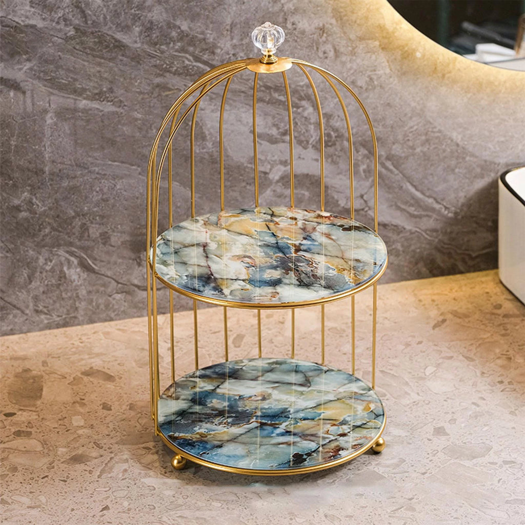 2Pcs Iron Bird Cage Perfume Makeup Holder Organizer Rack Z326