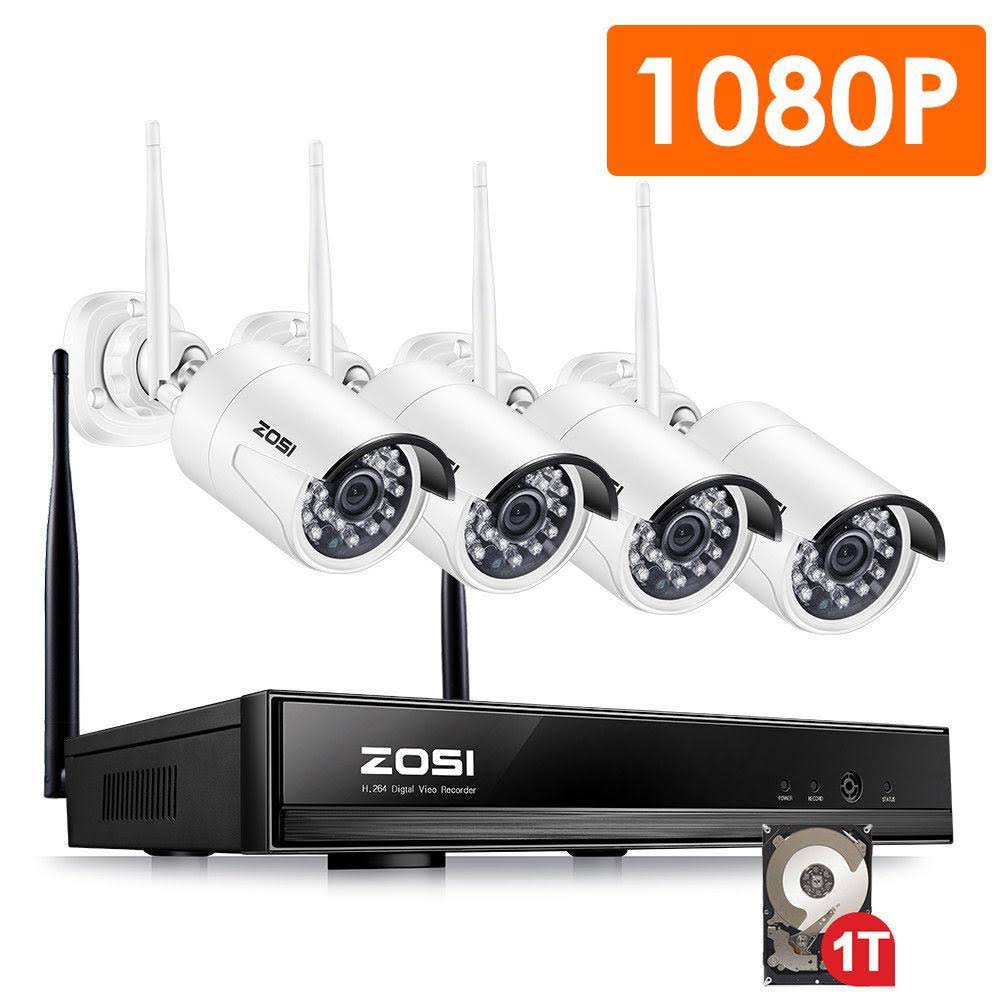 White 8-Channel NVR Security Camera System with 4 Wireless Bullet Cameras W7864