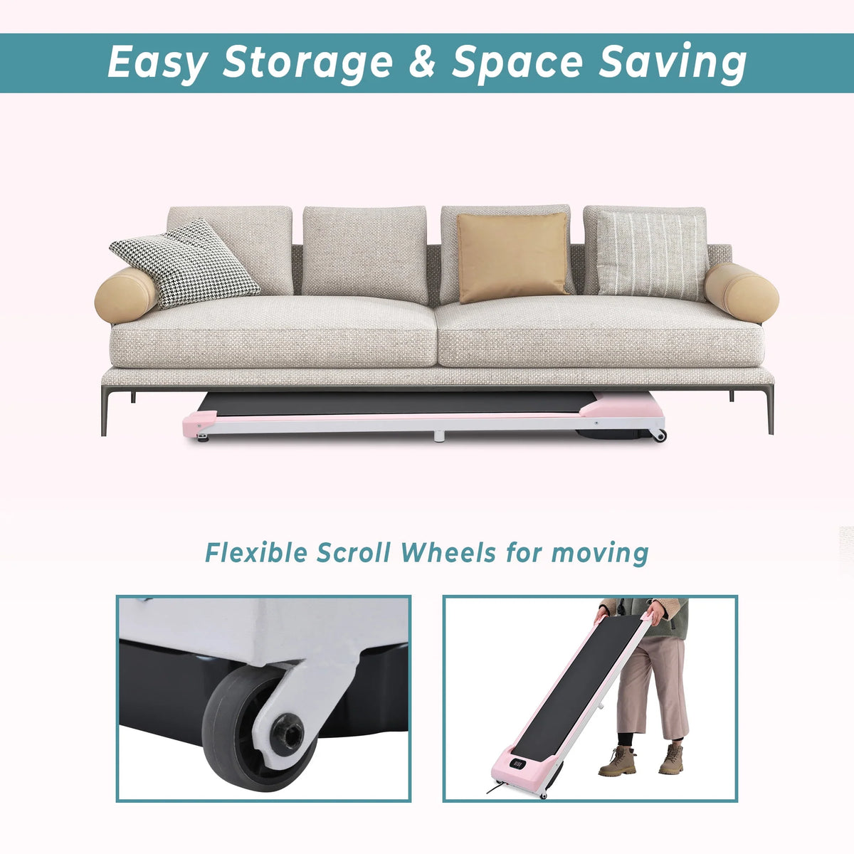 Portable Under Desk Walking Pad Treadmill with LED Display I24273