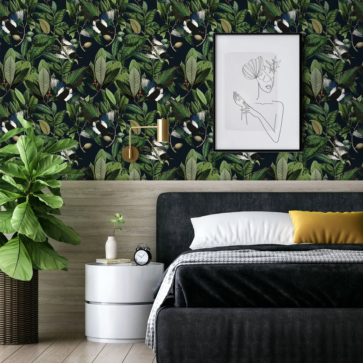 Tropical Jungle Leaf Peel and Stick Wallpaper 17.7''x354'' Removable Self Adhesive Contact Paper M809785