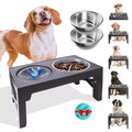 Elevated Slow Feeder Dog Bowls Set with 2 Stainless Steel & 1 No Spill Bowl J8978