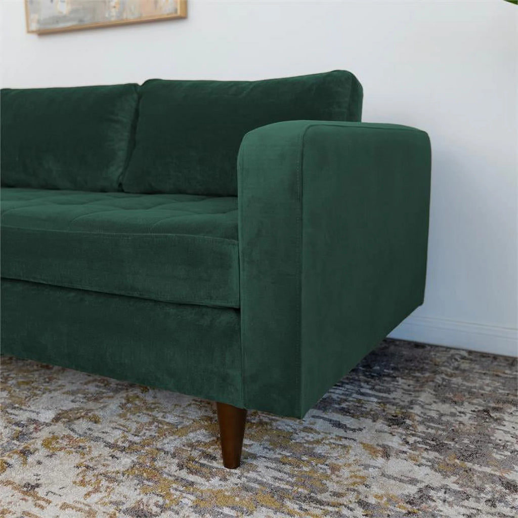 Green Velvet Corner Sectional Sofa U493661