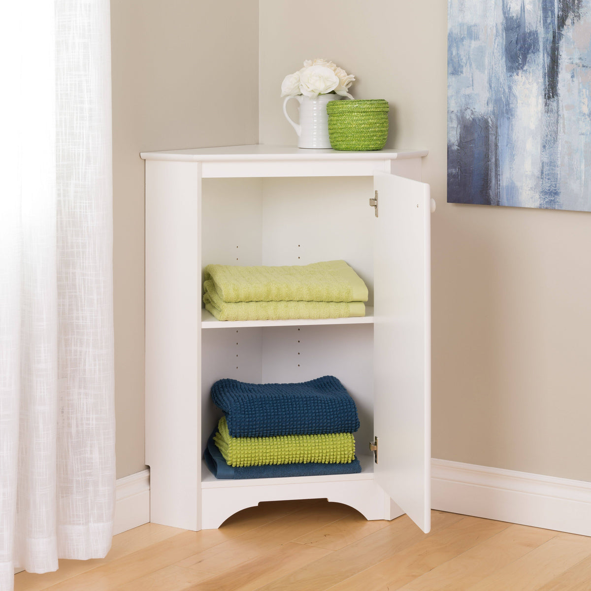 White Corner Storage Cabinet W544
