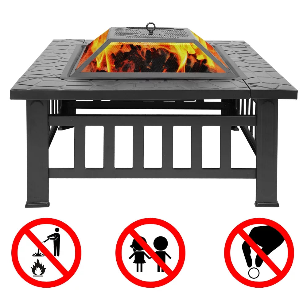 32" Outdoor Metal Square Fire Pit M8953