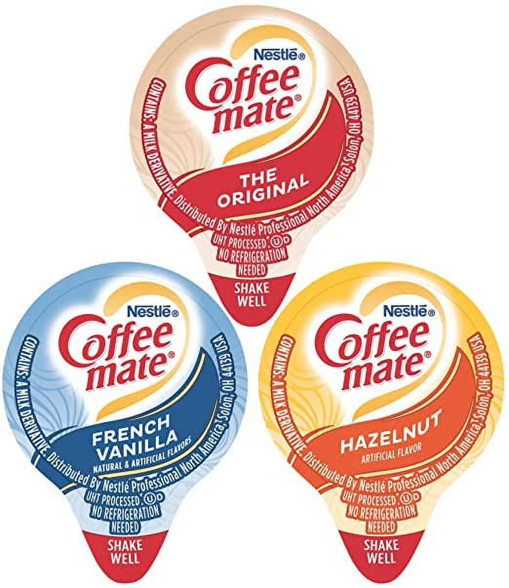 Coffee mate Liquid Creamer Singles Variety Pack, 3 Flavors x 60 ct, 180/Box J51267
