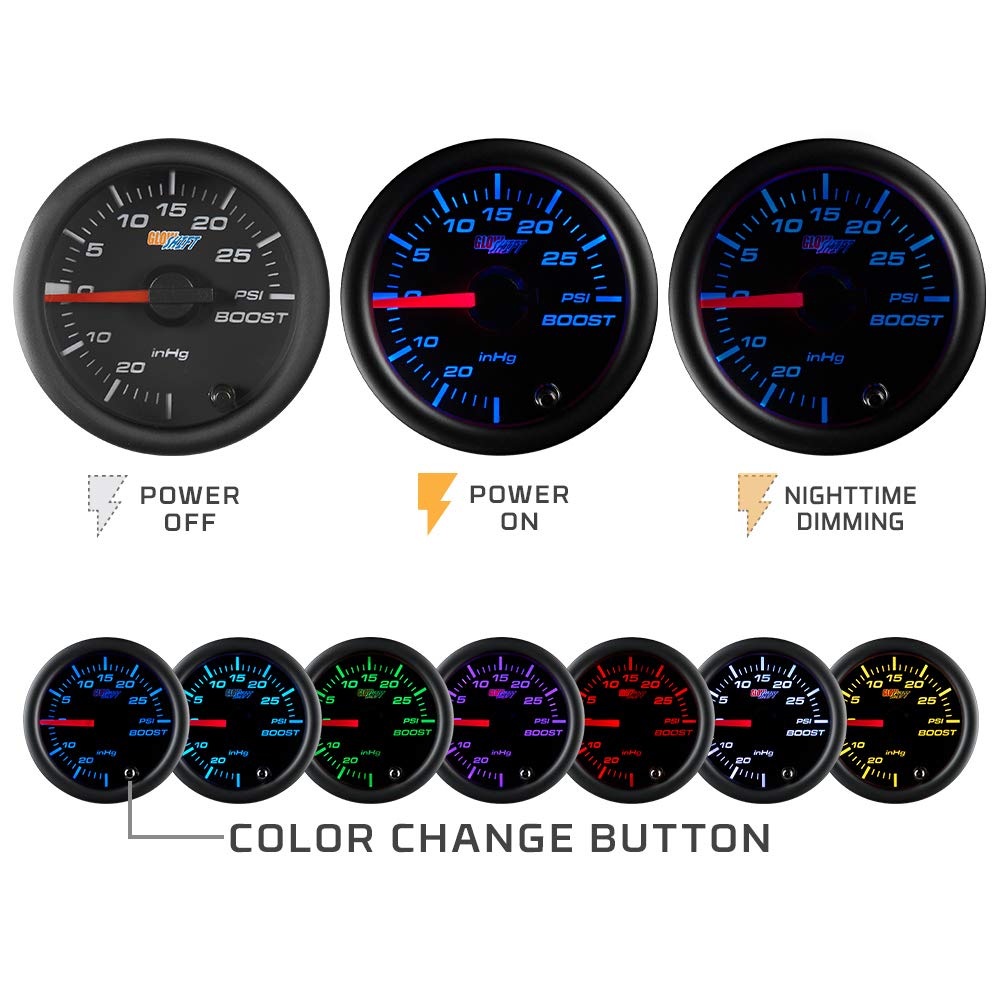 Black 7 Color 250 F Rear Differential Temperature Gauge Kit 2-1/16" 52mm Pack of 2 S908