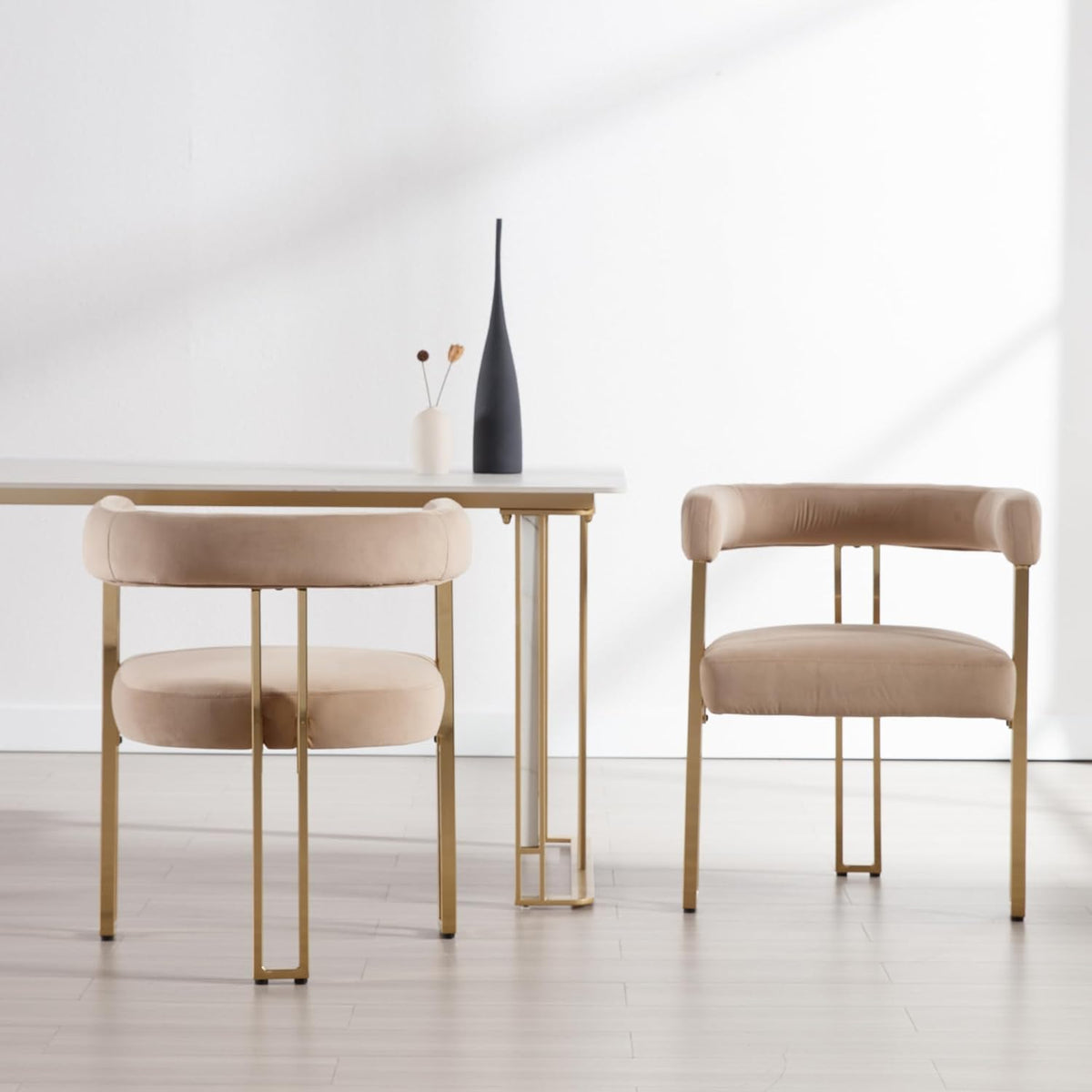 Set of 6 Velvet Khaki Dining Chairs M952715