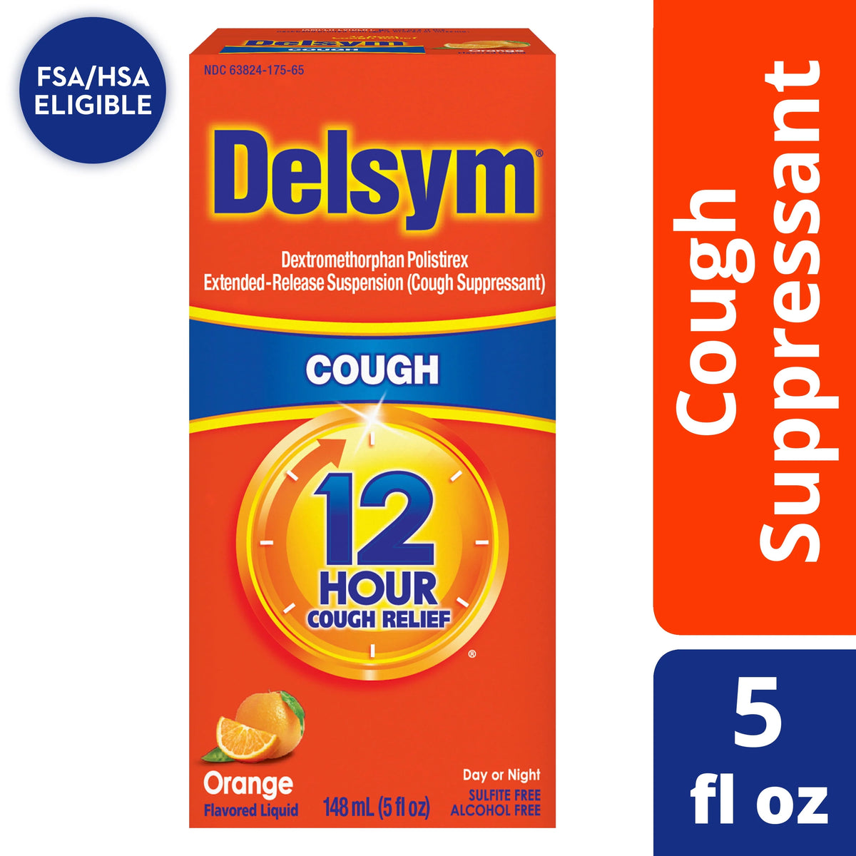 12 hour Cough Relief Liquid Orange Flavor 5 Fl Oz U787514