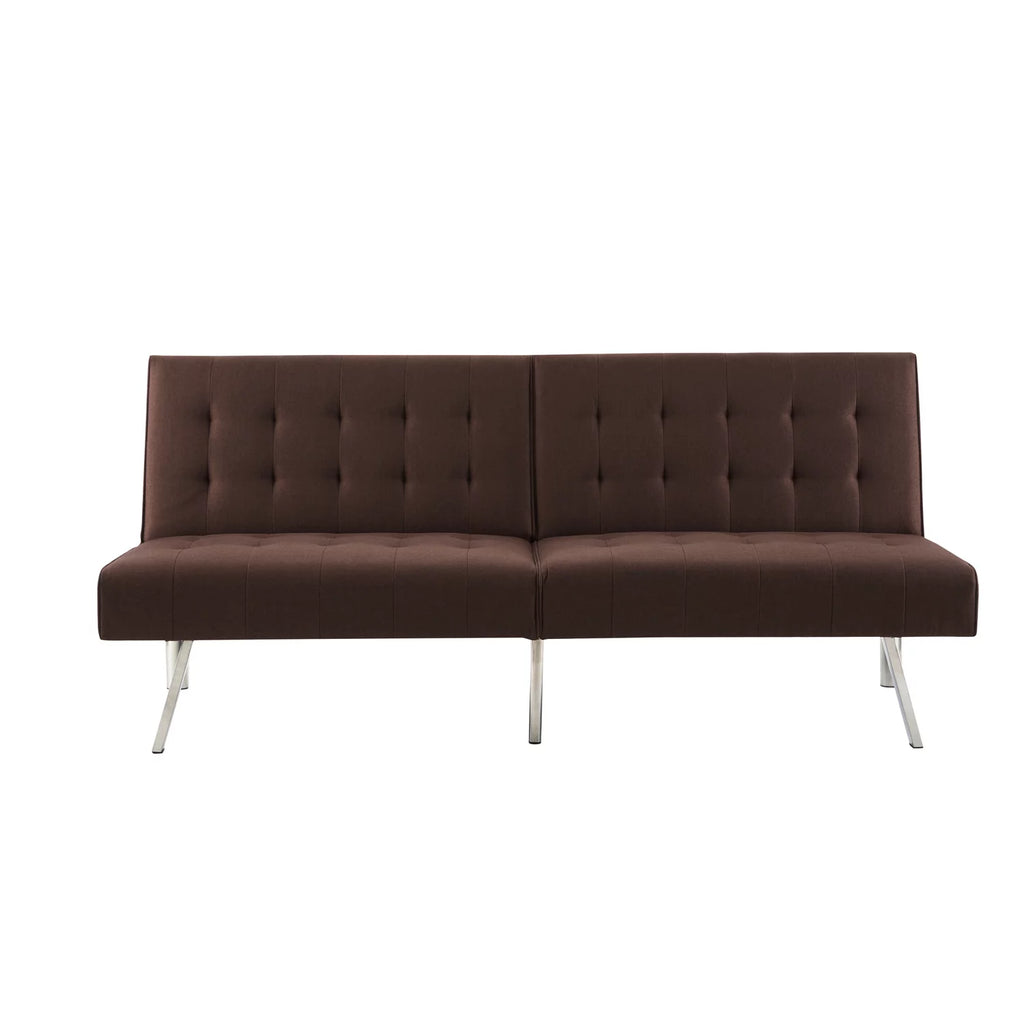 Espresso Linen Tufted Split Back Futon Sofa V755