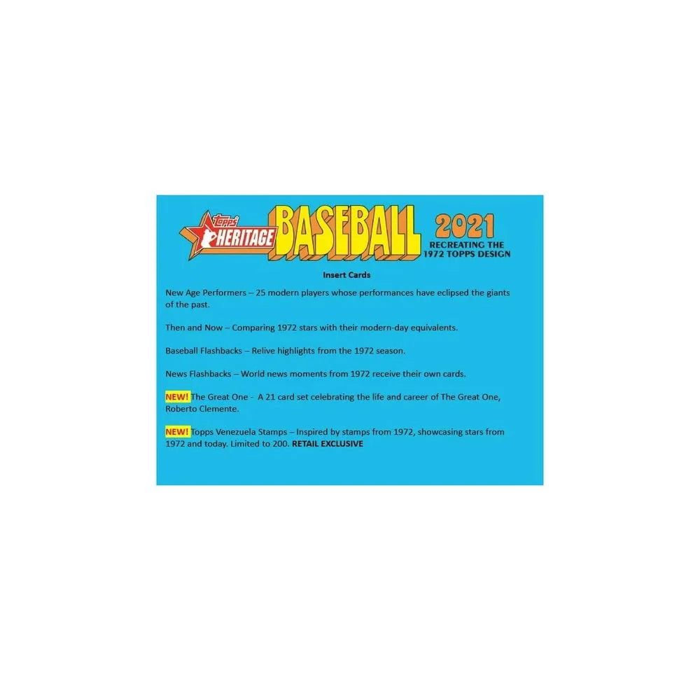 2021 Heritage Baseball Trading Card Box T962