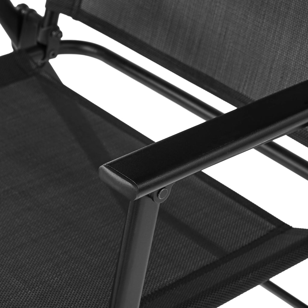 Black Steel and Sling Folding Outdoor Armchair Set of 2 H37355
