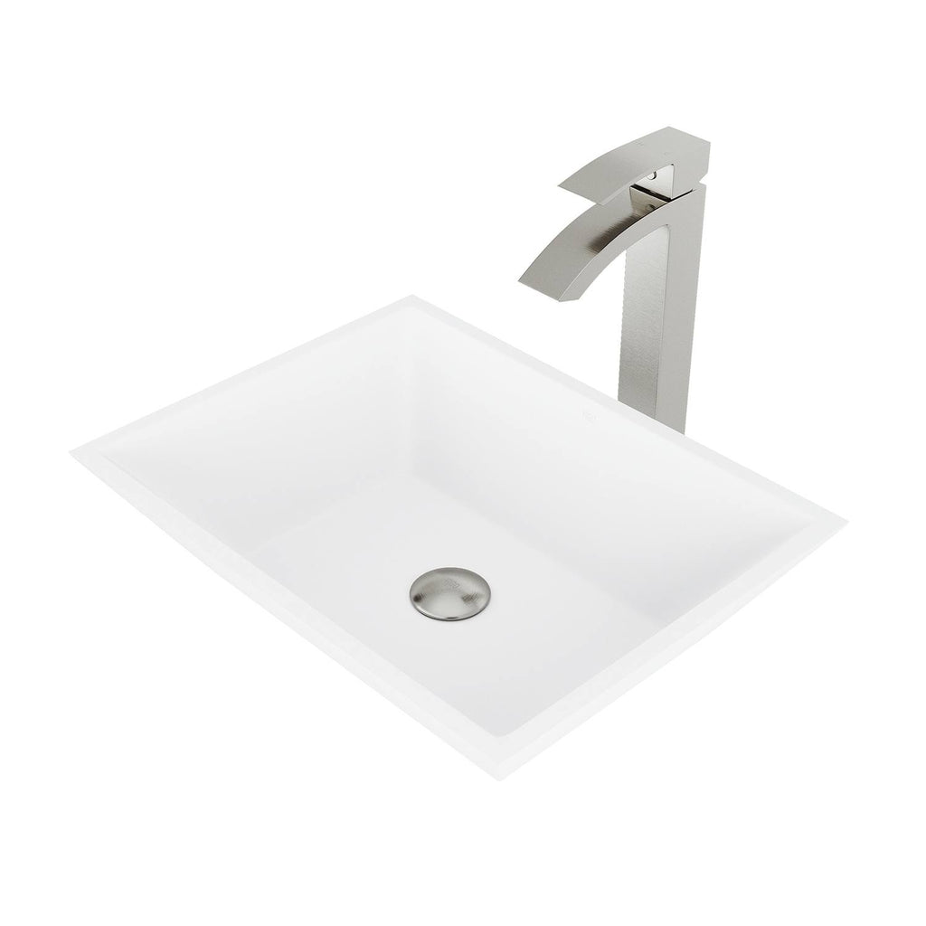 Matte Stone Vessel Bathroom Sink with Brushed Nickel Vessel Faucet H566
