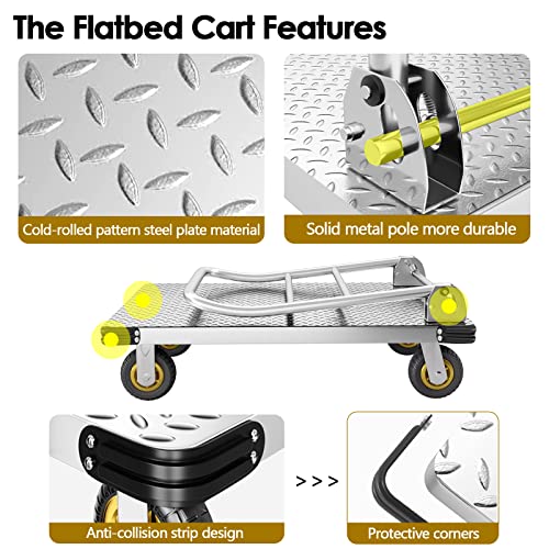 Portable Folding Flatbed Cart with 5'' Wheels V6954