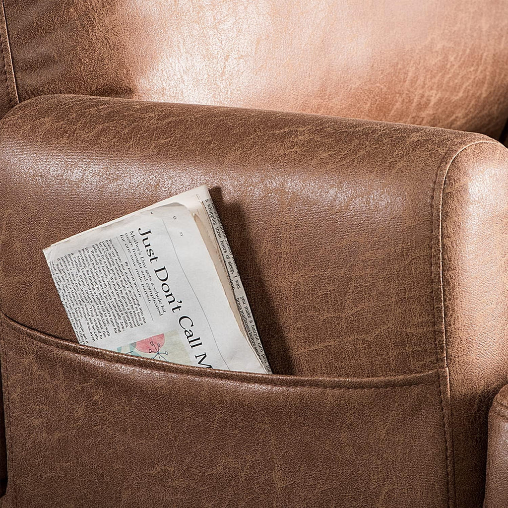 Light Brown Faux Suede Accent Chair with Ottoman Set R2796