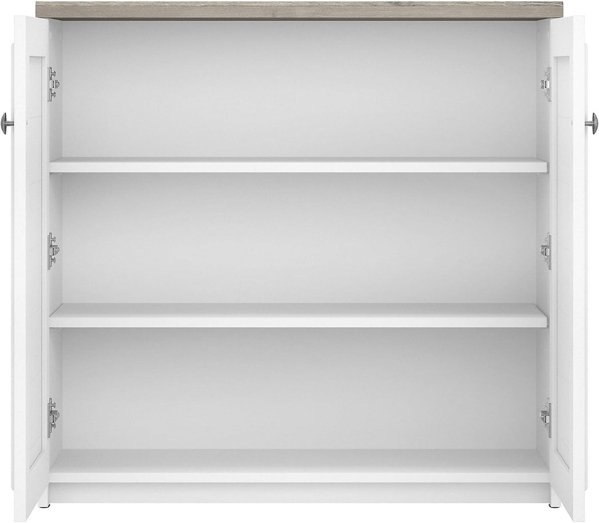 2 Door Low Storage Cabinet, Shiplap Gray/Pure White J795244
