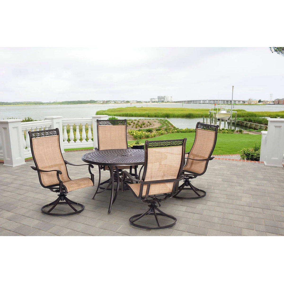 5-Piece Aluminum Outdoor Dining Set with Swivel Rockers W840231