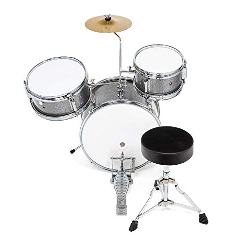 3-Piece Kids Drum Set with 14" Bass, Throne, Cymbal, Pedal & Drumsticks M282