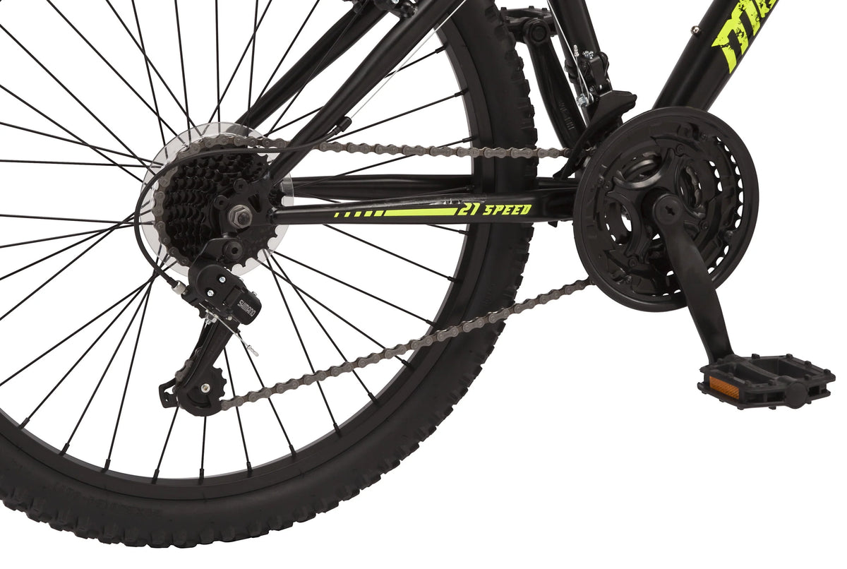24-in. Unisex Mountain Bike, Black and Yellow, 21 Speeds M87892